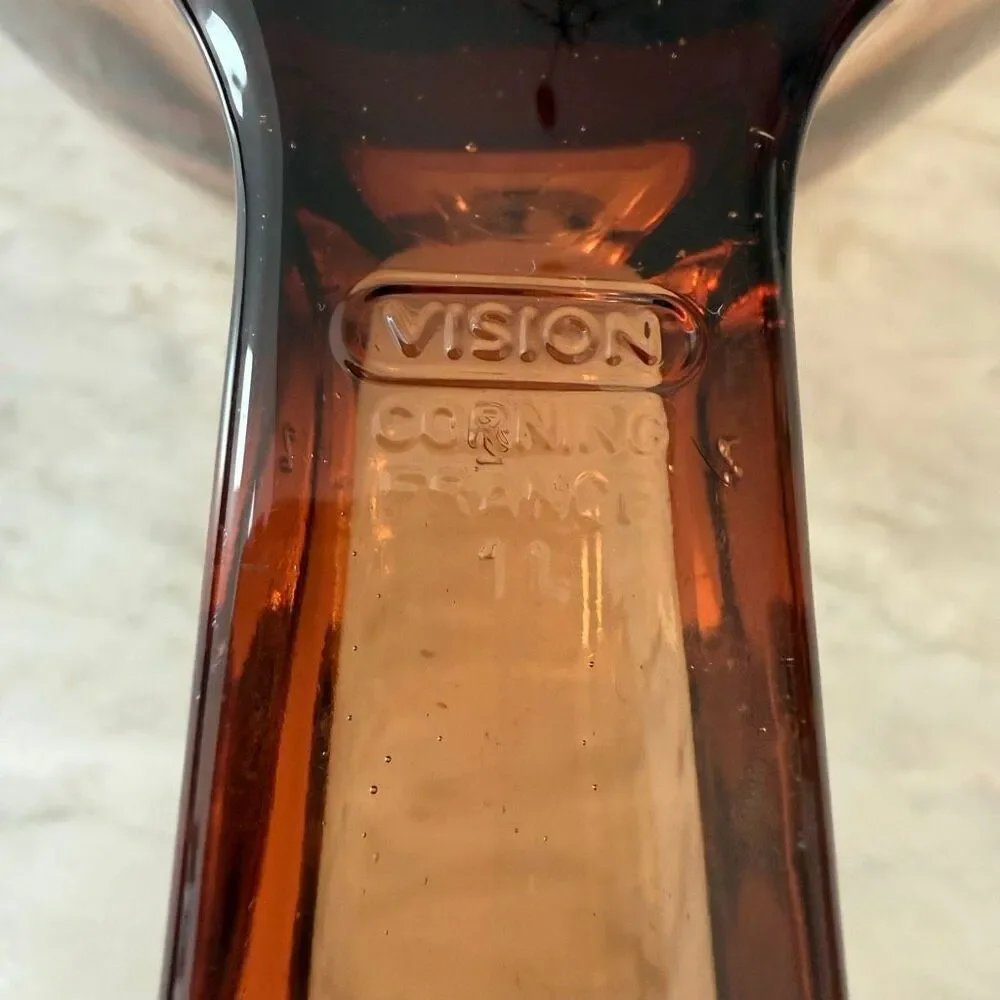 Vision 1 Liter Corning Ware Amber Glass Sauce Pan Pot Spout